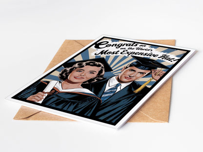 Graduation Card; Most Expensive Hat (Funny)
