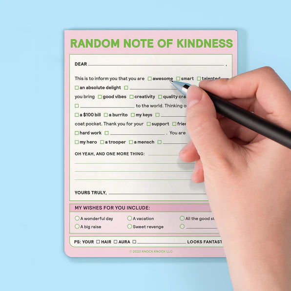 Random Letters Notepad Nifty Notepad; Random Note of Kindness (Pastel Version) – Love Letters Shop