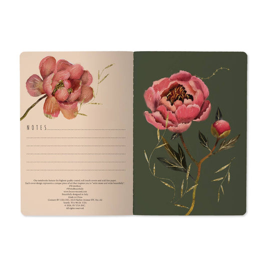 A5 Notebook; Pink Blossoms on White | BV by Bruno Visconti