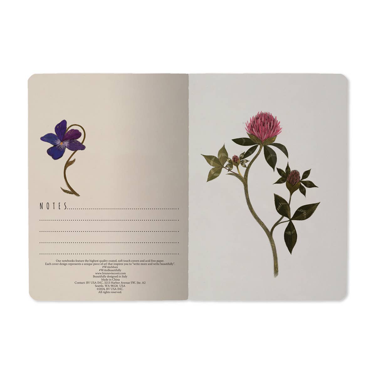 A6 Passport Notebook; Symmetrical Flora - BV by Bruno Visconti