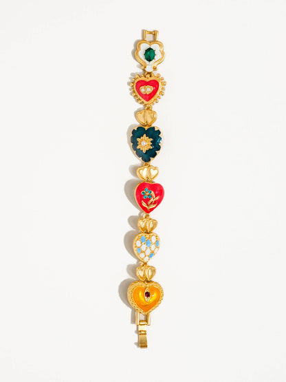 Bracelet; Elysian 18K Gold Boho Baroque Heart