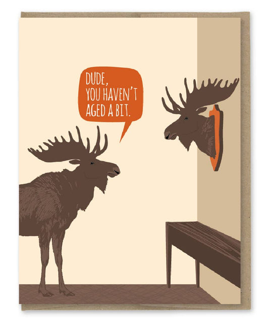 Birthday Card; Aged Moose Trophy (Funny)