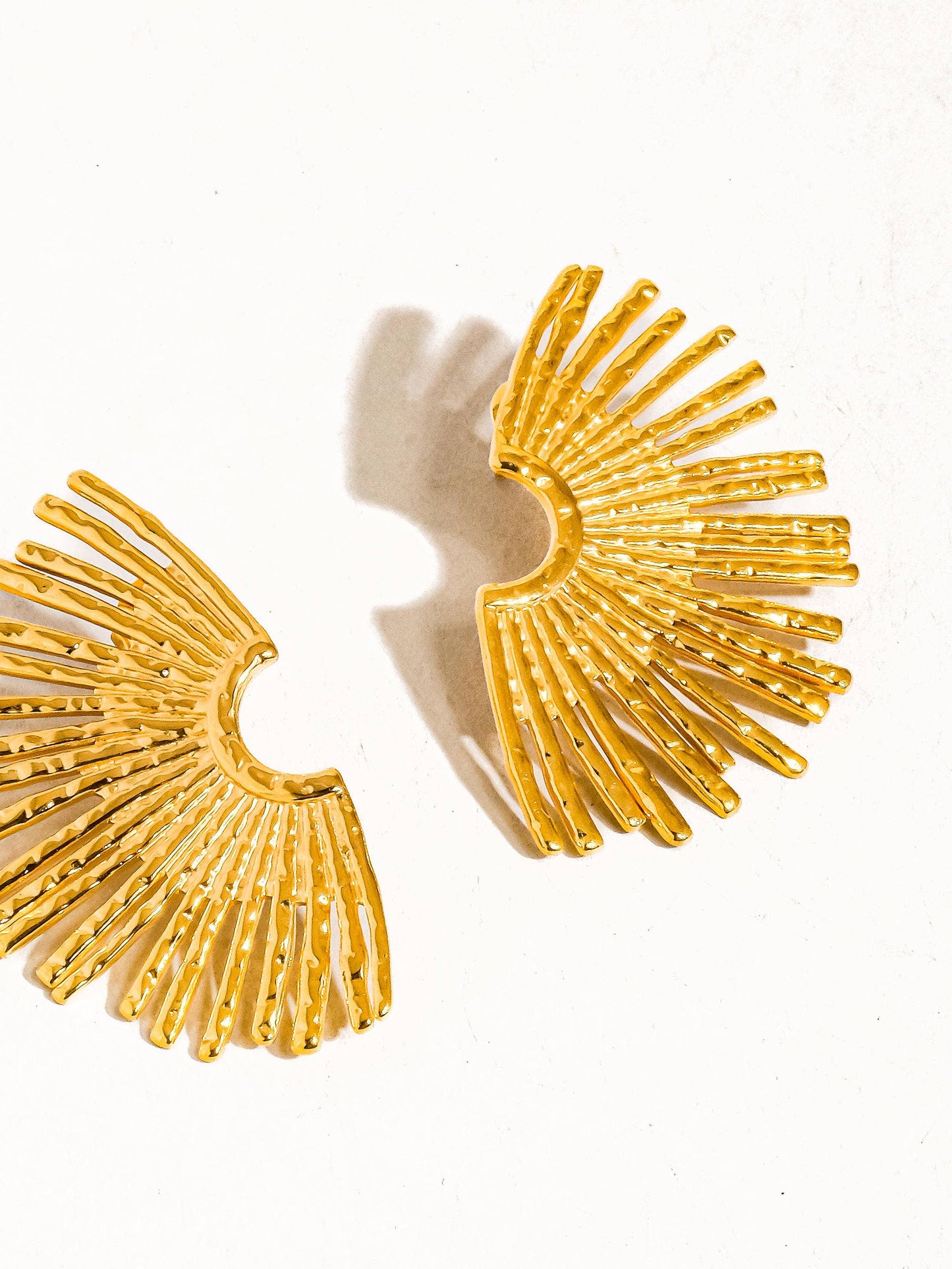Sunburst Earring; Bisous 18K Gold Non-Tarnish