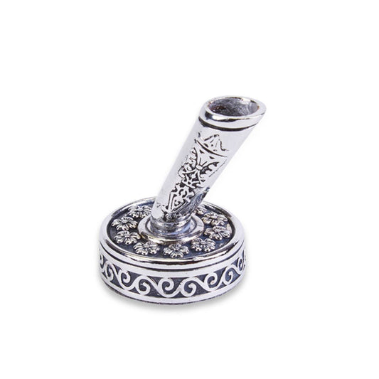 Vintage Metal Decorated Quill Pen Holder - Silver