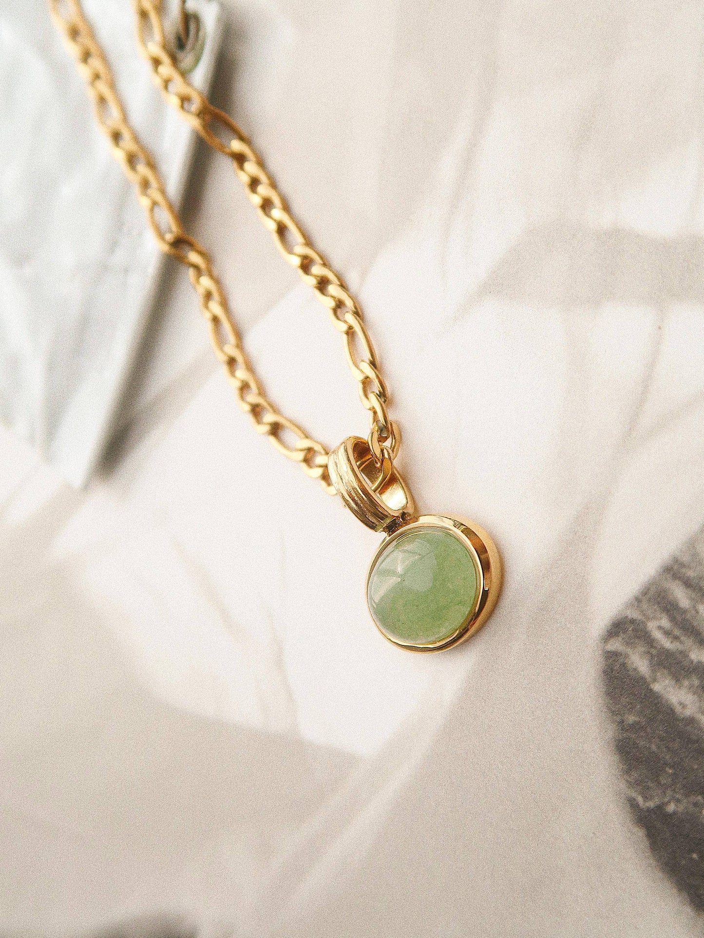 Necklace; Winslow Green Stone Pendant Chain (Non-Tarnish)
