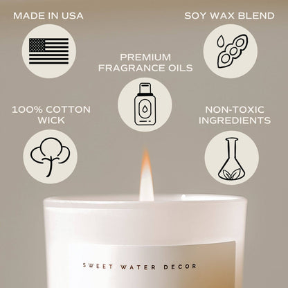 Soy Candle; Sandalwood Rose, 11 oz By Sweet Water Decor (50+ Hours Burn Time)