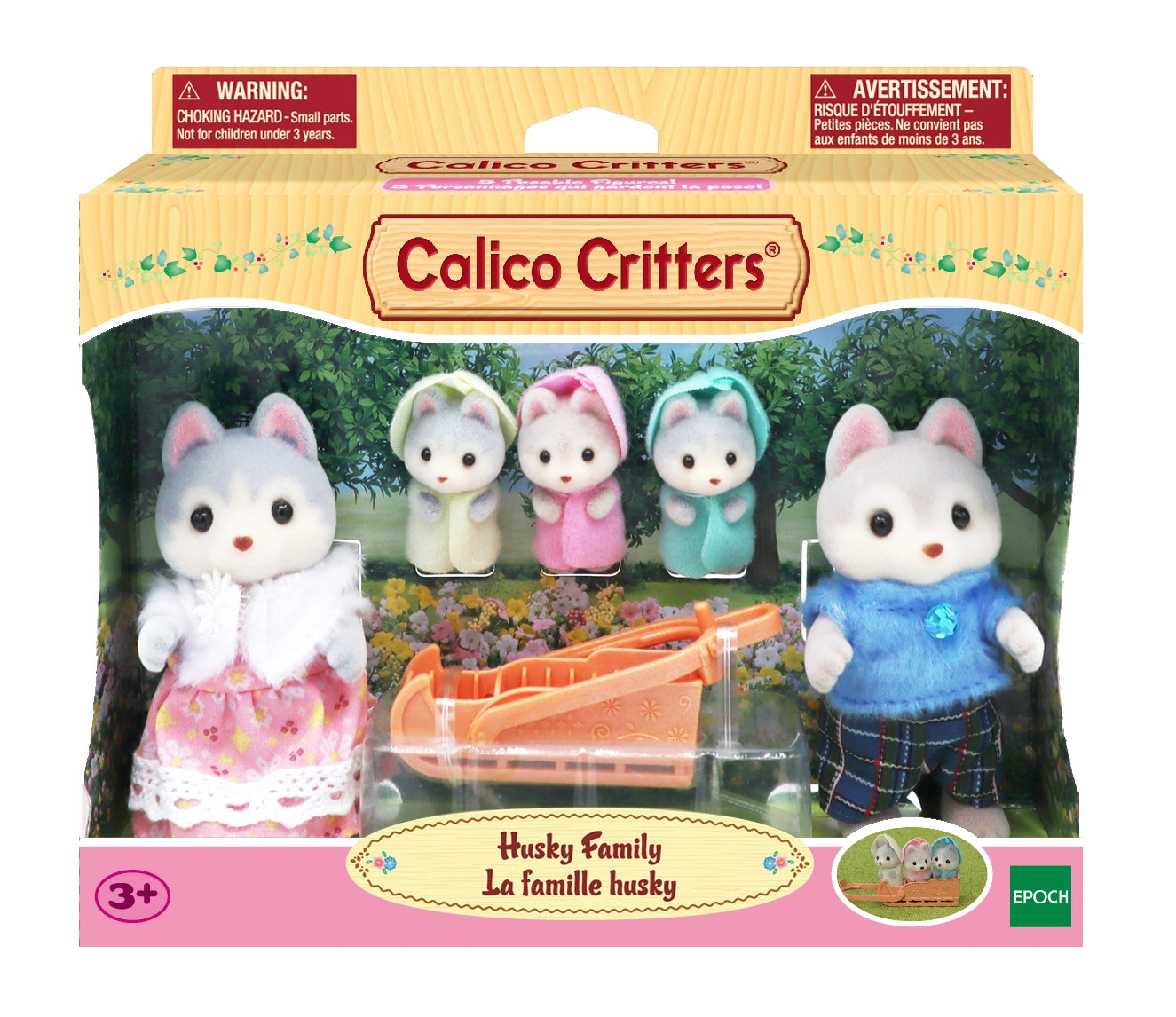 Calico Critters; Husky Family (Set of 5 Figures, Collectible Toys)
