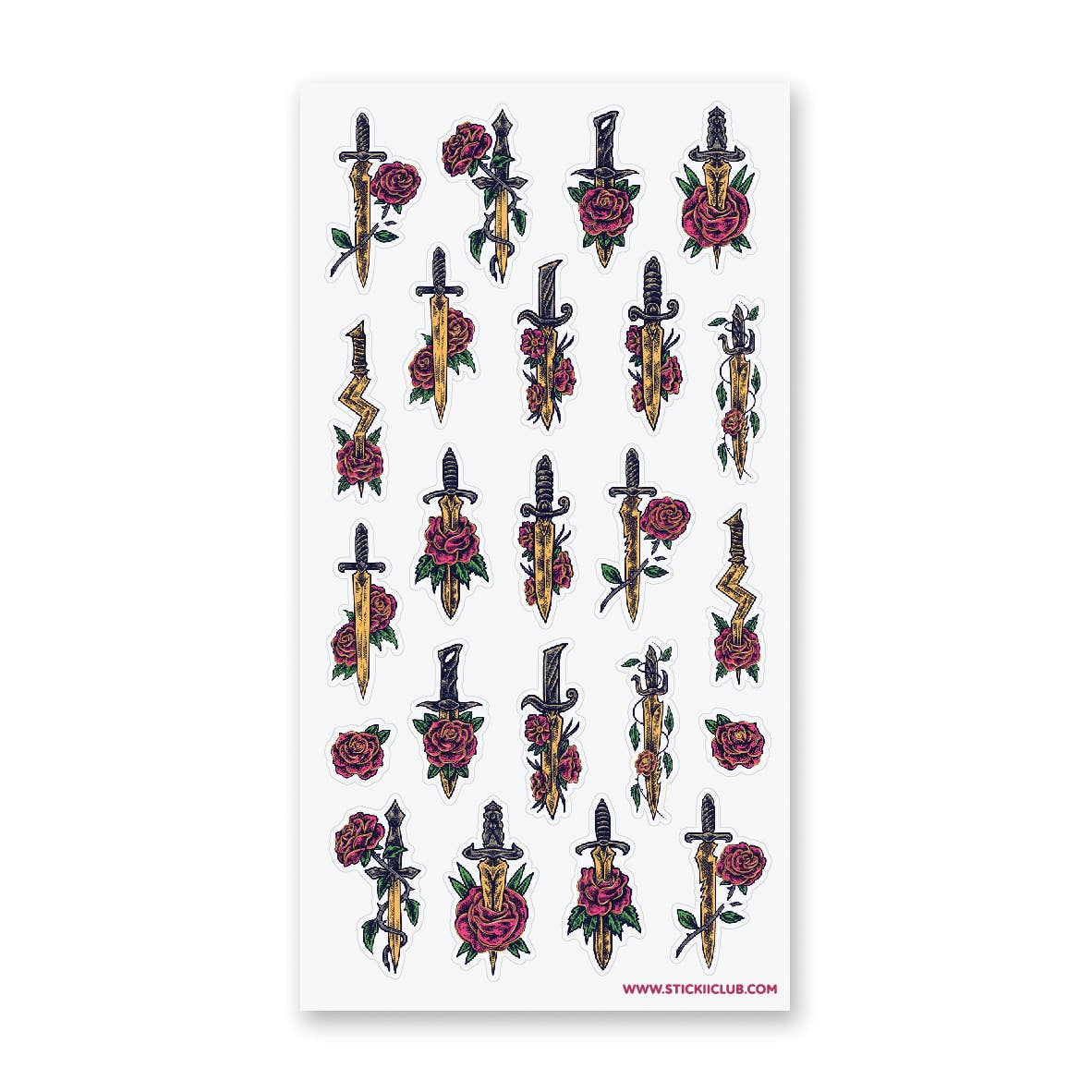 Sticker Sheet; Floral Swords