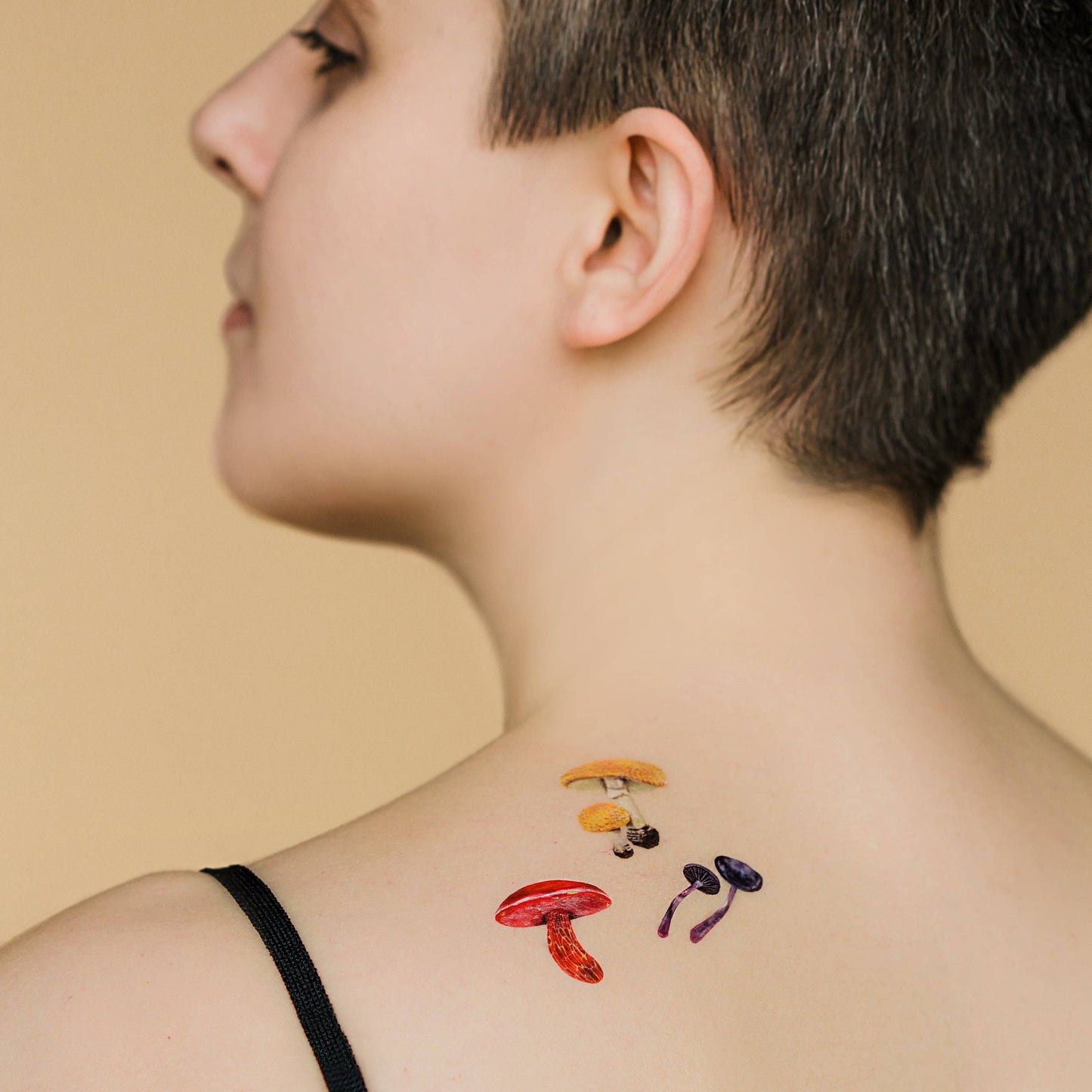 Temporary Tattoo Sheets; Colorful Mushrooms