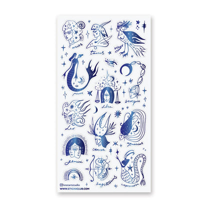Stickii Sticker Sheet; Mystical Zodiac