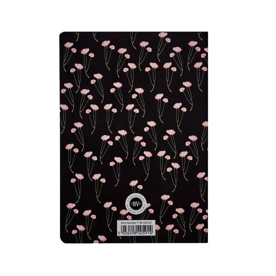 A5 Notebook; Poppies on Black - BV by Bruno Visconti