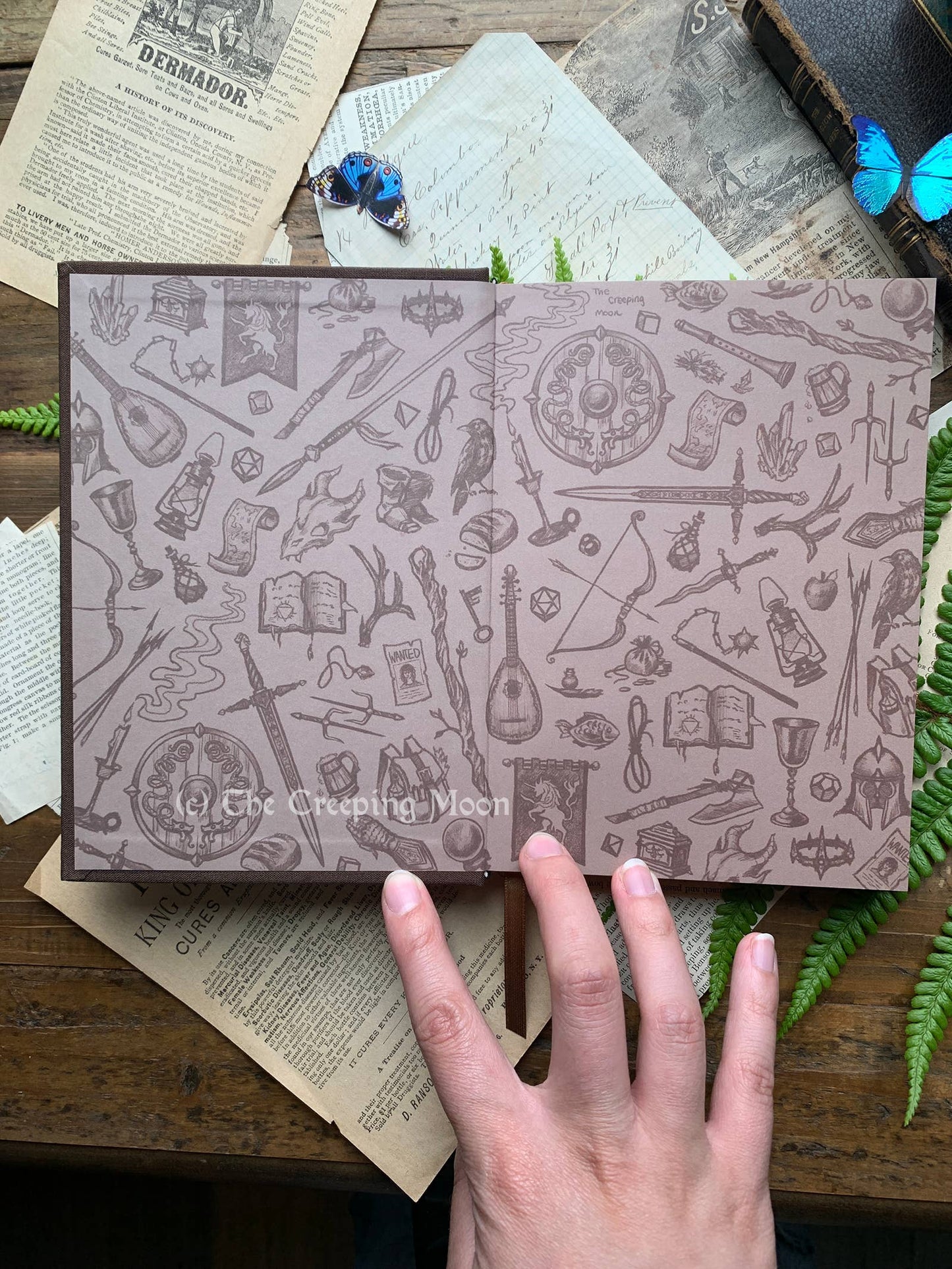 Hardcover Notebook; The Wanderer (Gold, B6 Vegan Dot Grid Notebook, 100gsm Ivory Paper)
