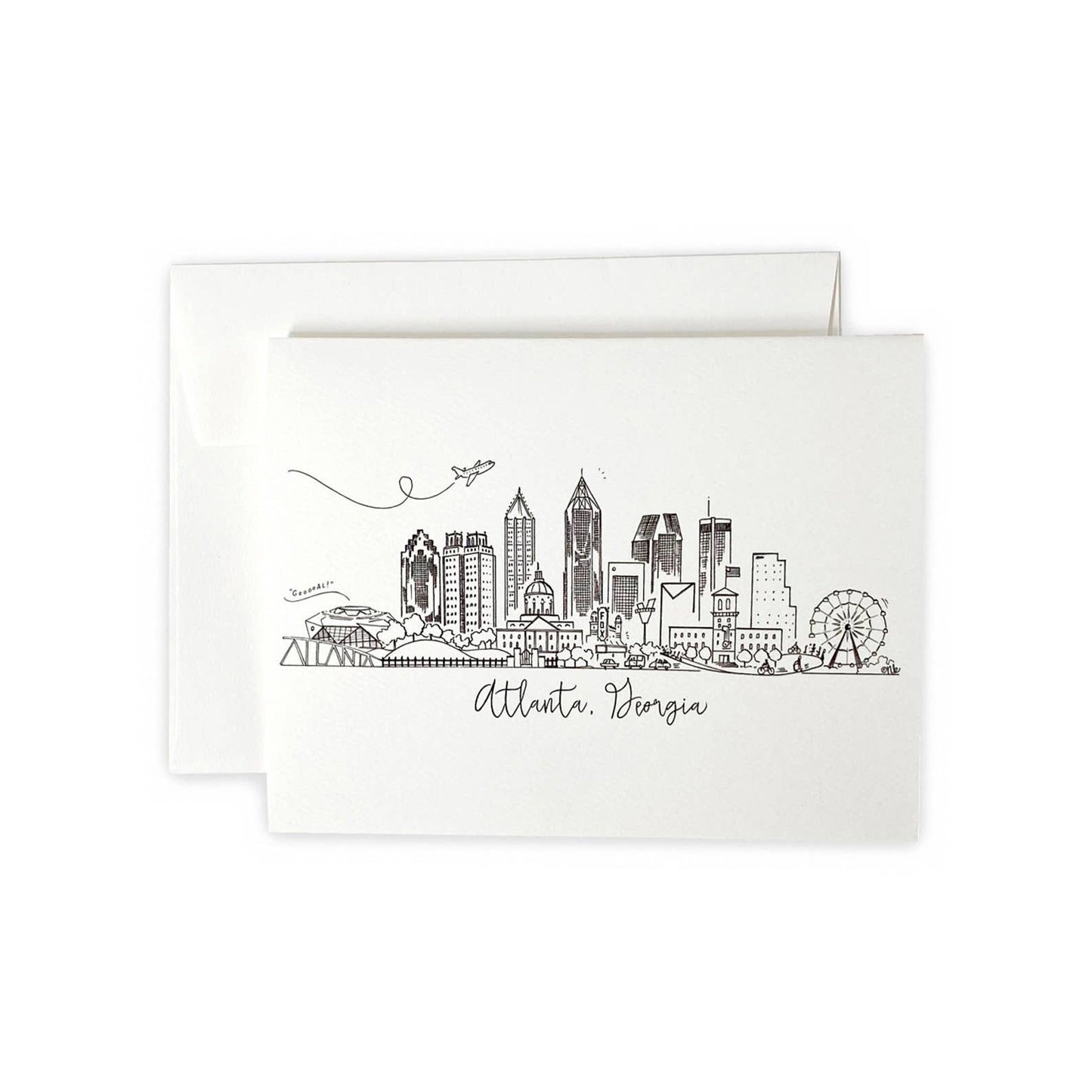 Greeting Card; Atlanta, Georgia Skyline (Watercolor) By Natty Michelle Paperie
