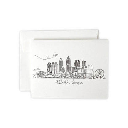 Greeting Card; Atlanta, Georgia Skyline (Watercolor) By Natty Michelle Paperie