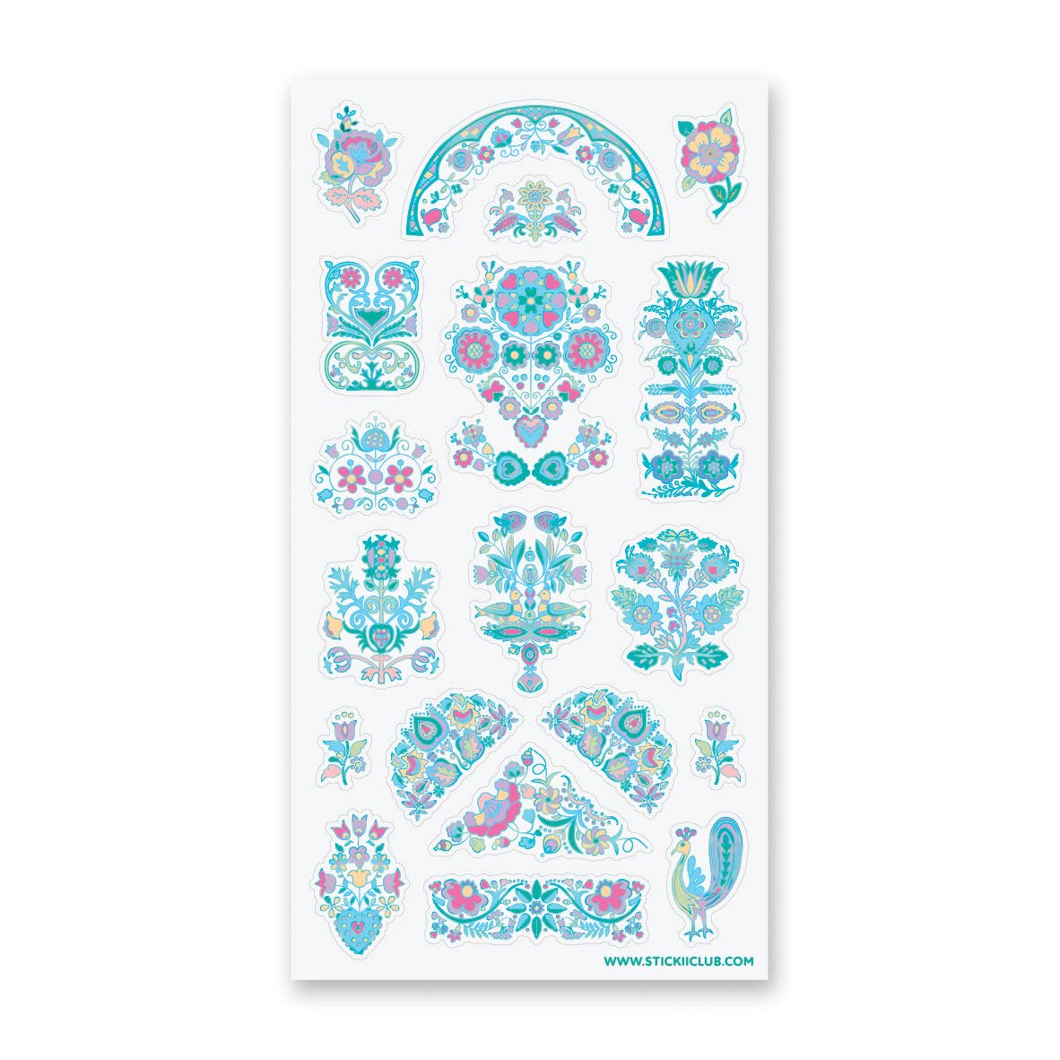 Sticker Sheet; Fancy Blue Florals