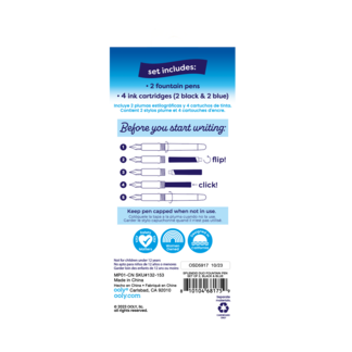 Fountain Pens; Splendid Duo - Black & Blue Ink (Set of 2 Pens & 4 Cartridges)