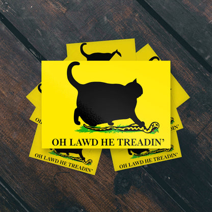 Oh Lawd He Treadin' Cat Meme Vinyl Sticker | Sticker Bull