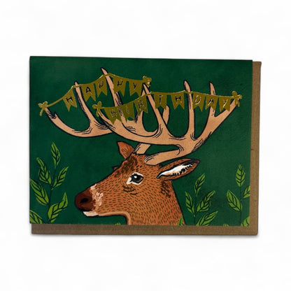 Birthday Card; Happy Birthday Deer (Goldfoil)