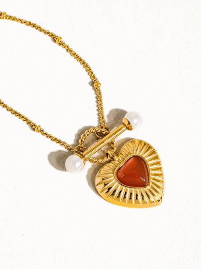 Necklace; Havana 18K Non-Tarnish Vintage Heart Chain