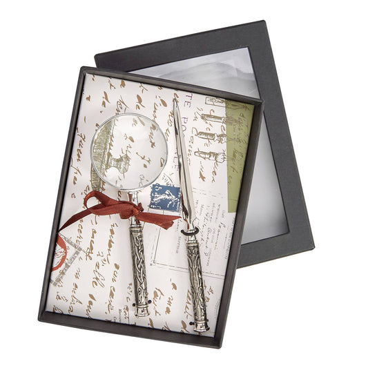 Magnifier and Letter Opener Set; Celtic Design Metal Desk Set