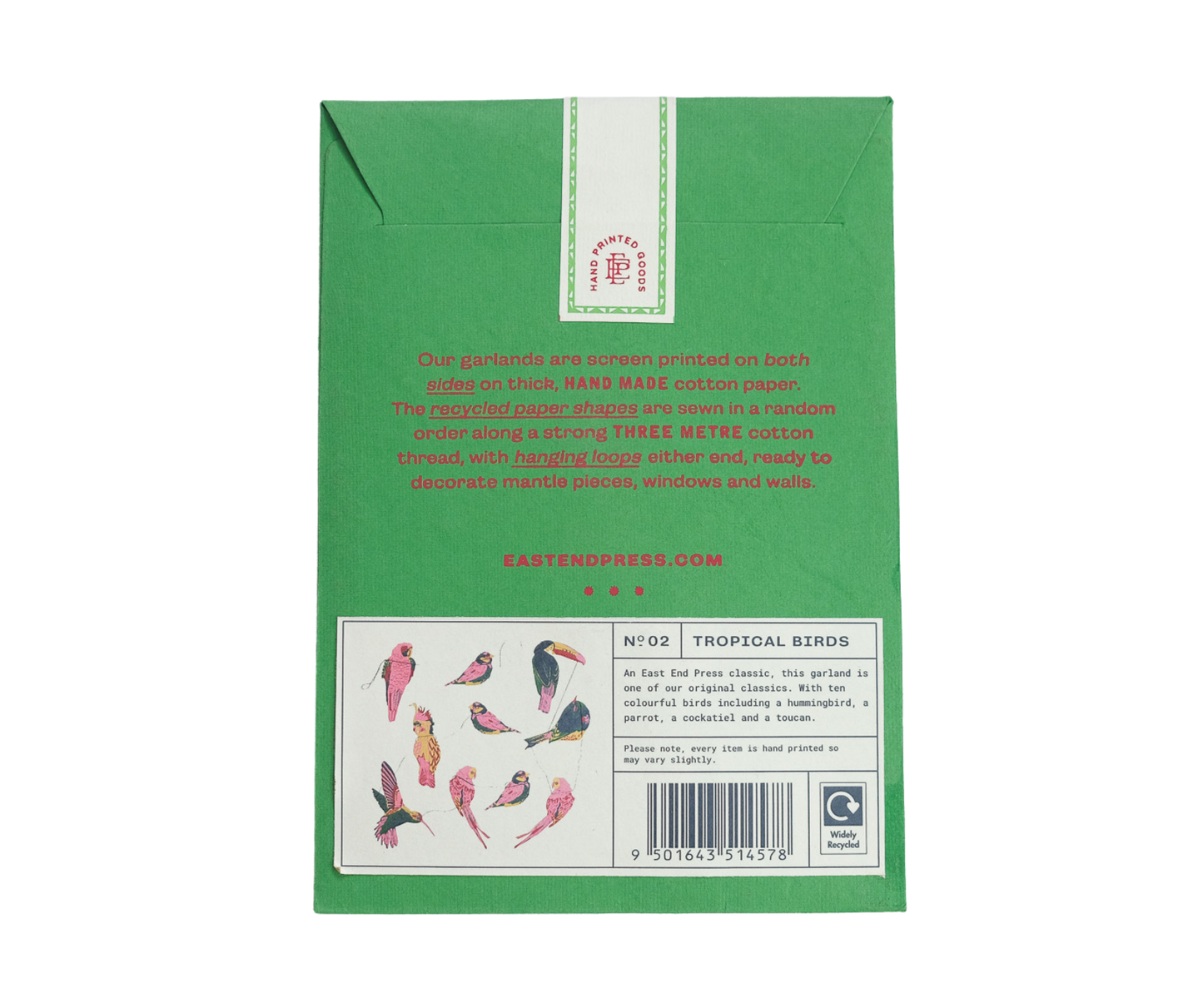 Sewn Garland; Tropical Birds By East End Press