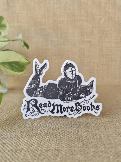Read More Books Sticker, Knight Reading Book