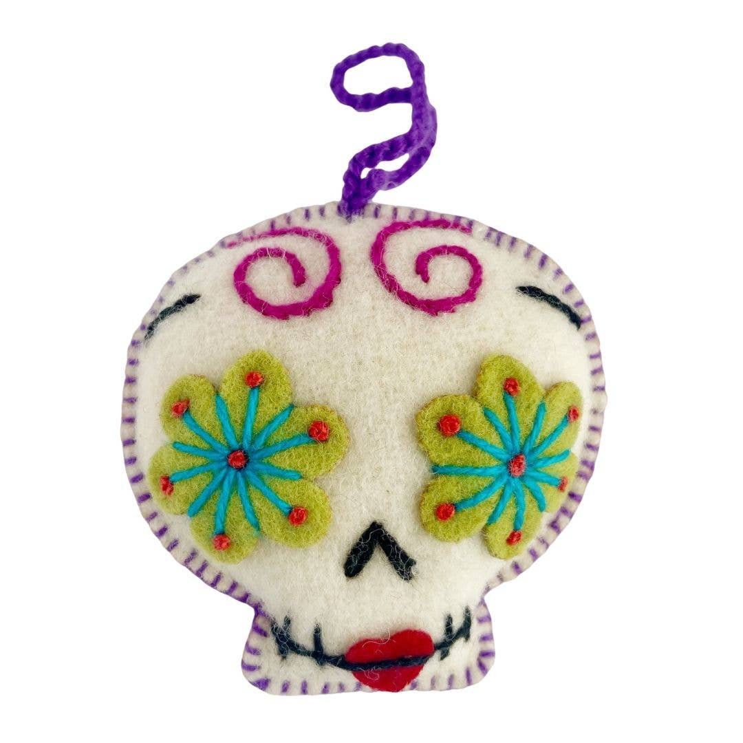 Embroidered Ornaments; Sugar Skull (Handmade)