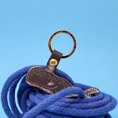 Leather Keyring; Humpback Whale (100% Leather)