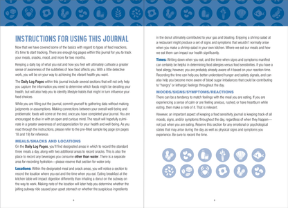 Prompted Journal; Food Sensitivity Journal