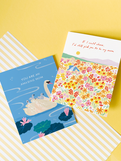Mom Card; Picking Mom (Sweet Floral Mother's Day Card)