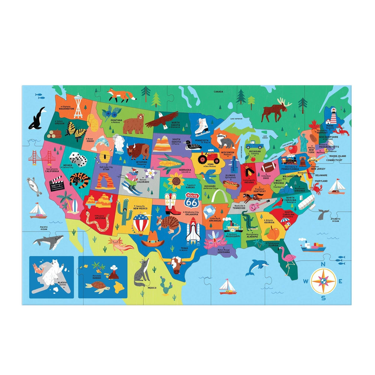 Jigsaw Puzzle; Map of the U.S.A. (50 Pieces)