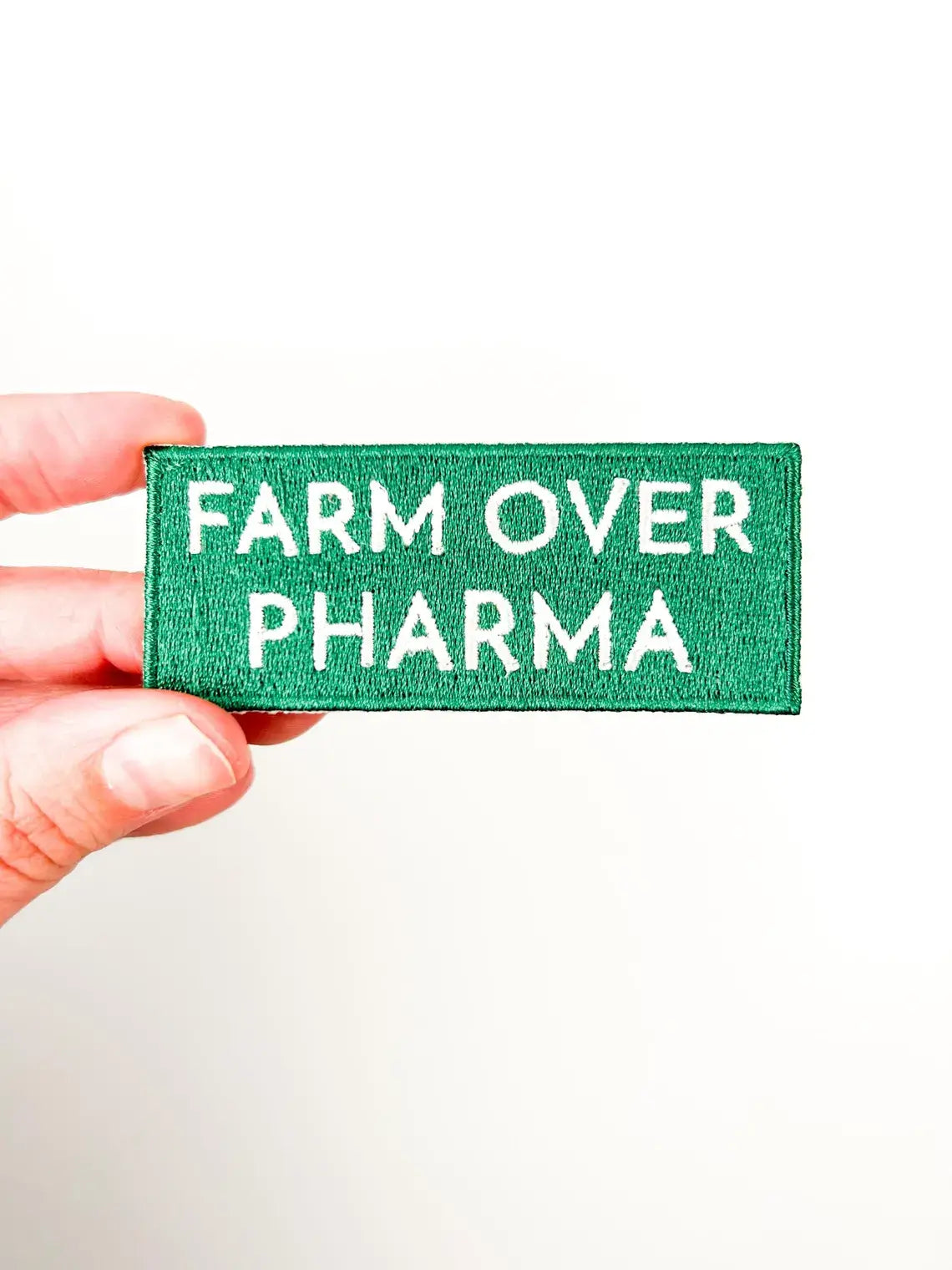 Iron-On Patch; Farm Over Pharma | Field Trip Threads