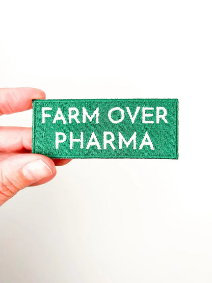 Iron-On Patch; Farm Over Pharma | Field Trip Threads
