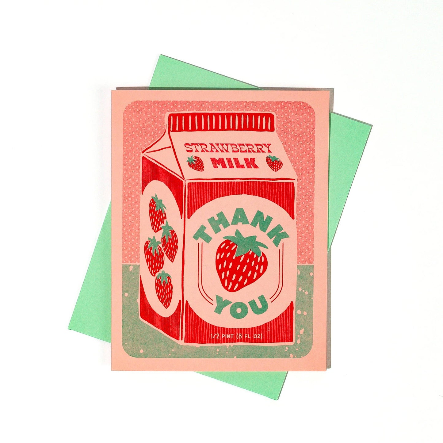 Thank You Card; Strawberry Milk (Risograph Card)