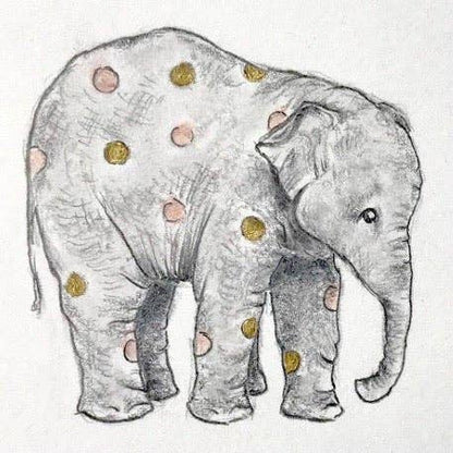 Necklace; Pink Polka Dot Elephant By Camp Hollow (Hand-Painted Porcelain, 24k Gold Steel Chain)