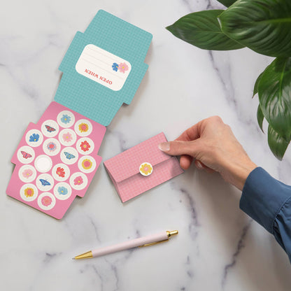 Mini Memo with Stickers; Plaid Blossoms