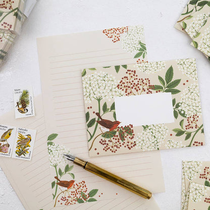 Letter Writing Set; Elderberry By Botanica Paper Co. (12 Letters + 6 Envelopes)