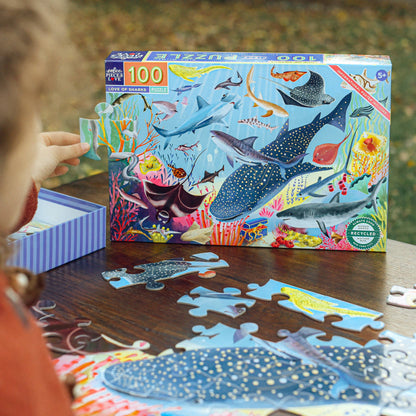 Eeboo Jigsaw Puzzle; Love of Sharks (100 Piece)