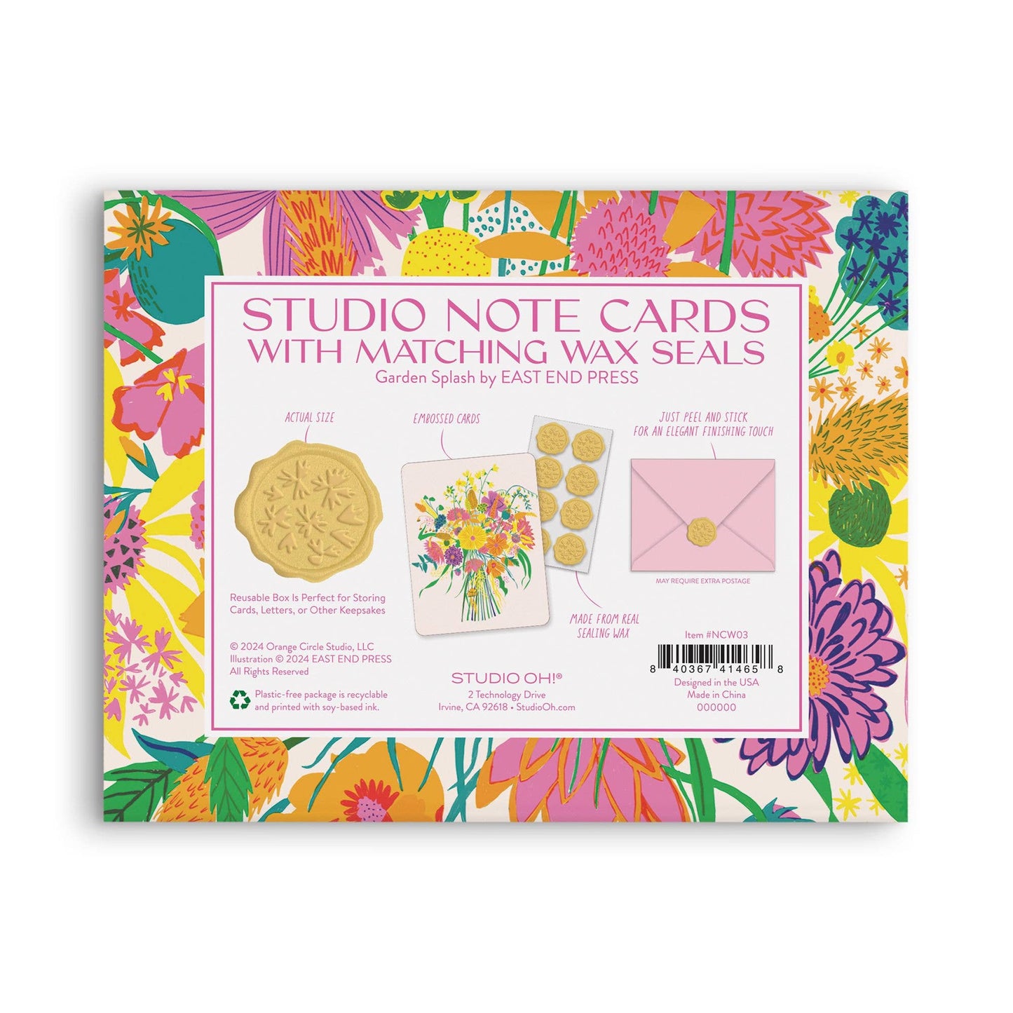 Note Cards with Matching Wax Seals; Garden Splash Studio