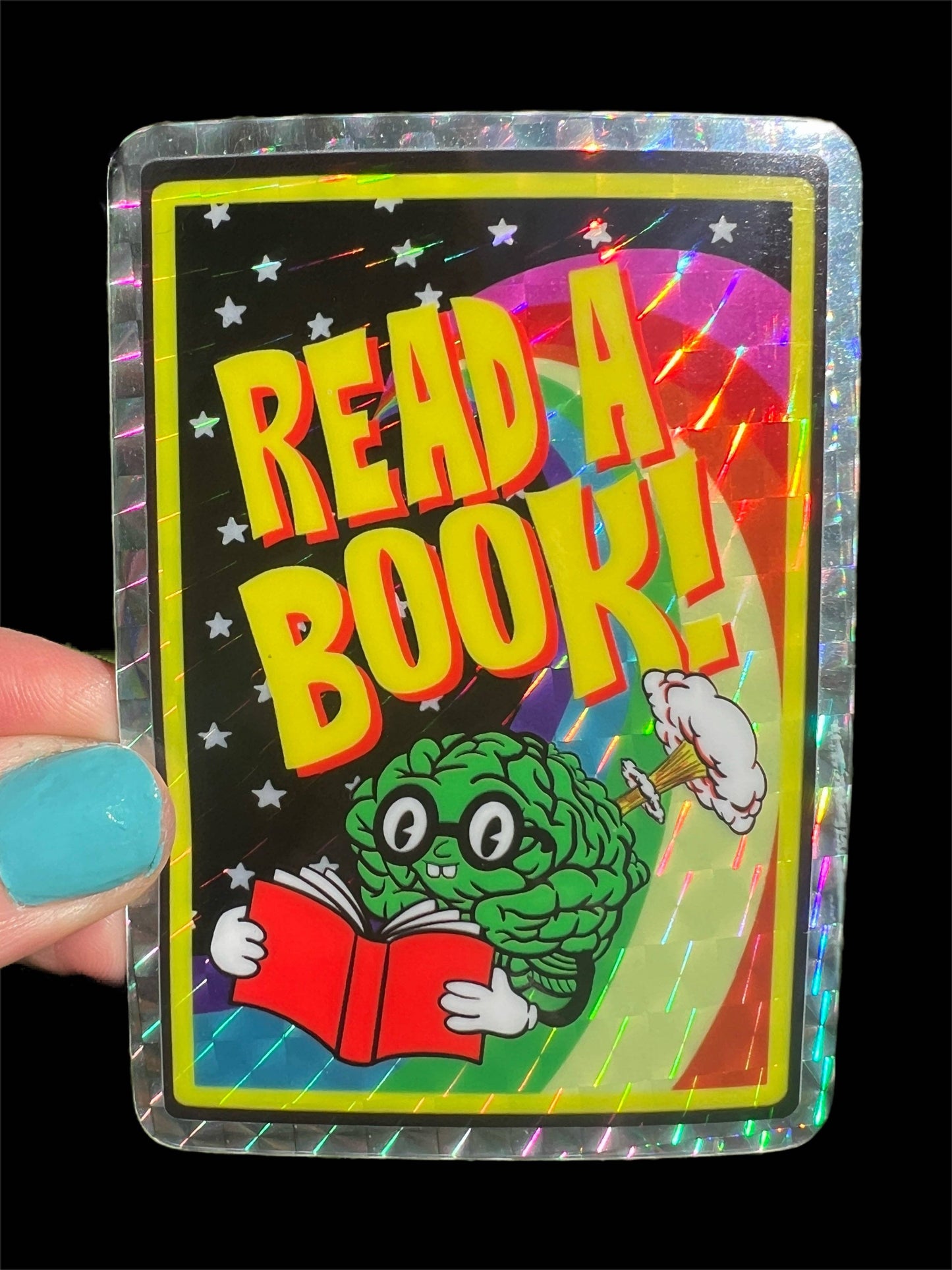 Vinyl Sticker; Read A Book (Glitter 3 Inch)