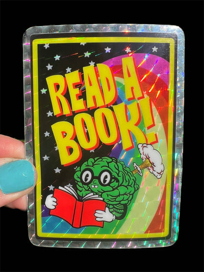 Vinyl Sticker; Read A Book (Glitter 3 Inch)