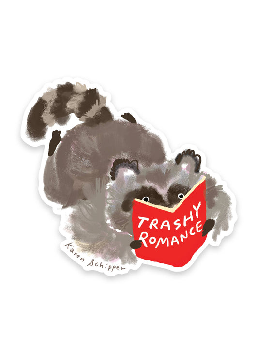 Vinyl Sticker; Trashy Romance Racoon (Romance Book Sticker)