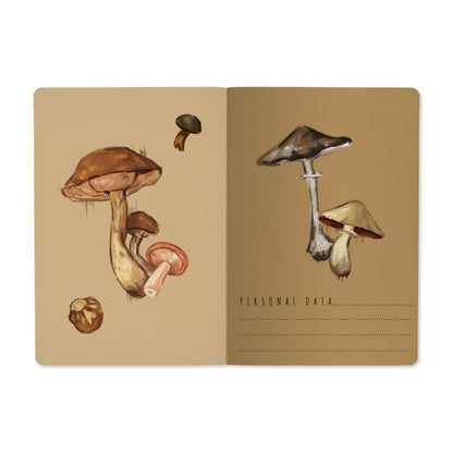 Notebook; Mushrooms on White (Size A5)
