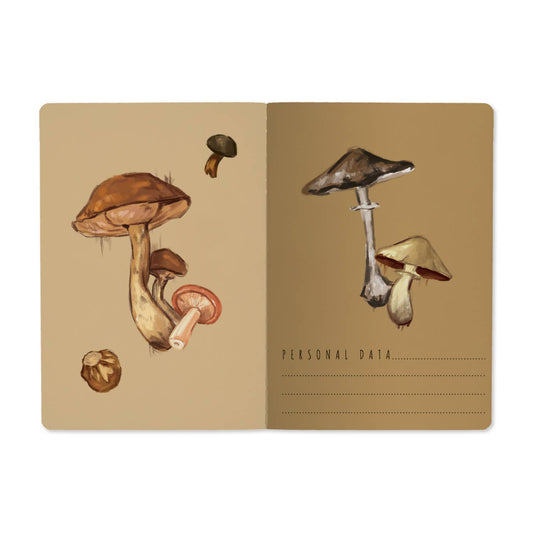 Notebook; Mushrooms on White (Size A5)