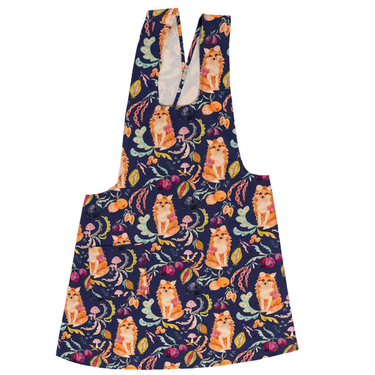 Pinafore Apron; Fox in the Orchard (Plum) By BETSY OLMSTED