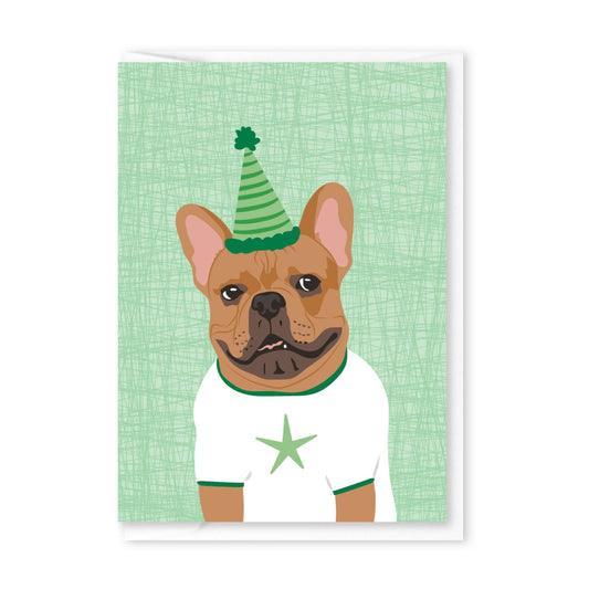 Mini Card; French Bulldog Party Hat