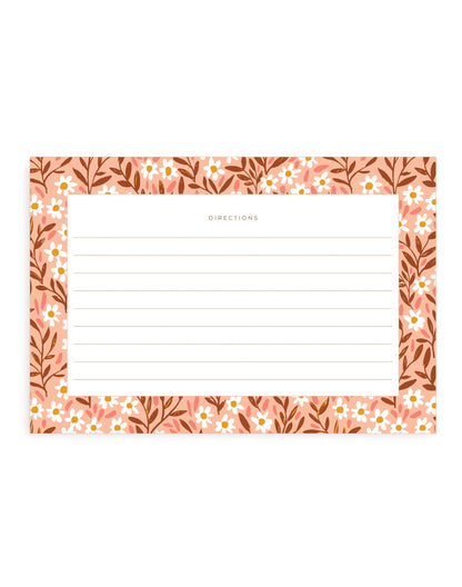 Metal Recipe Box; Pink Tiny Floral