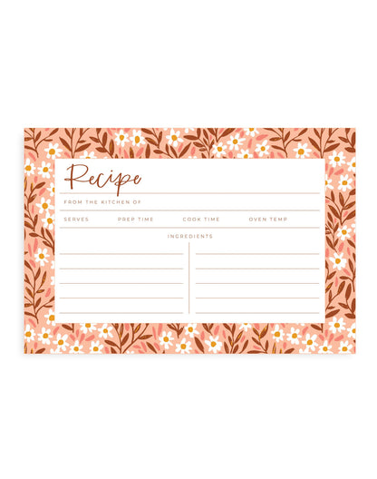 Metal Recipe Box; Pink Tiny Floral