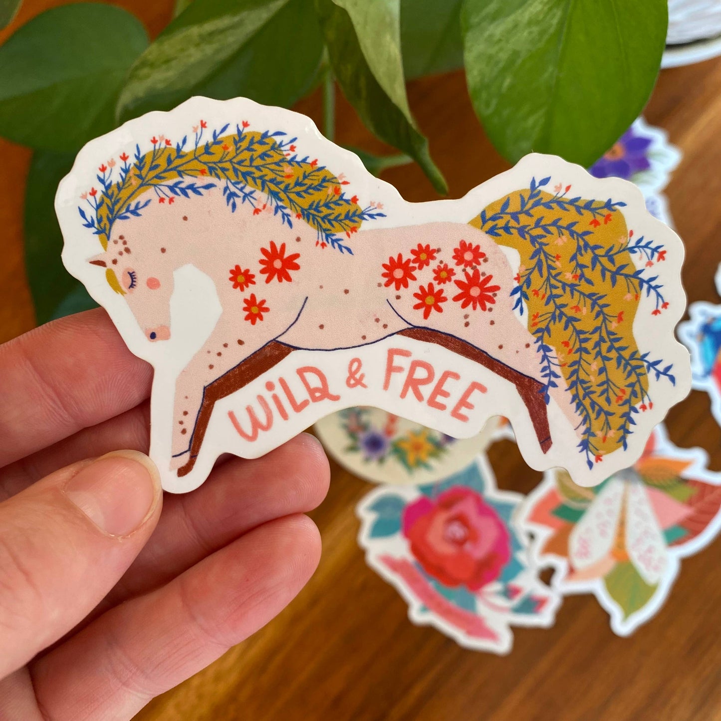 Vinyl Sticker; Wild + Free Horse