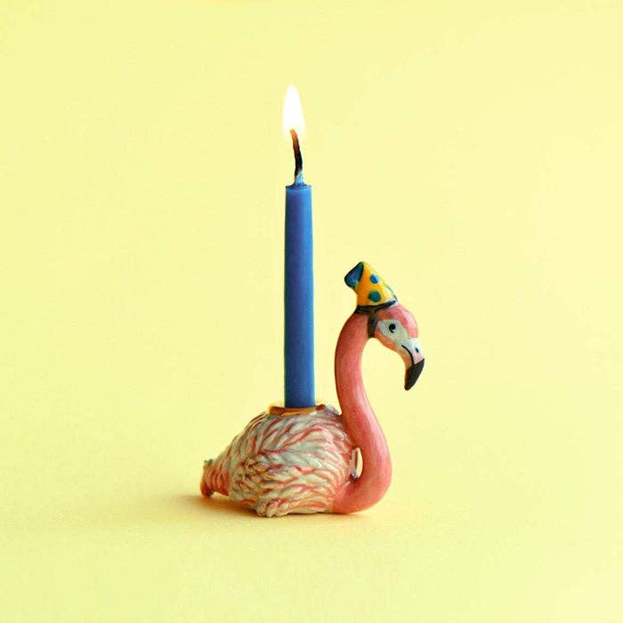 Camp Hollow Cake Topper; Flamingo (Hand-Painted Porcelain)